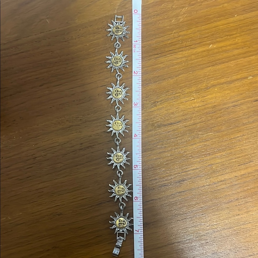 Sun Motif Silver 925  and Gold Bracelet